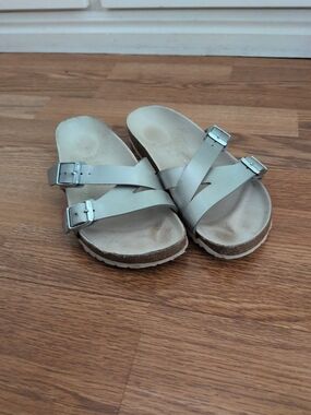 Birkenstock Yao Balance Birko Flor  Sandal Silver Sz EU 37 US 6-6.5